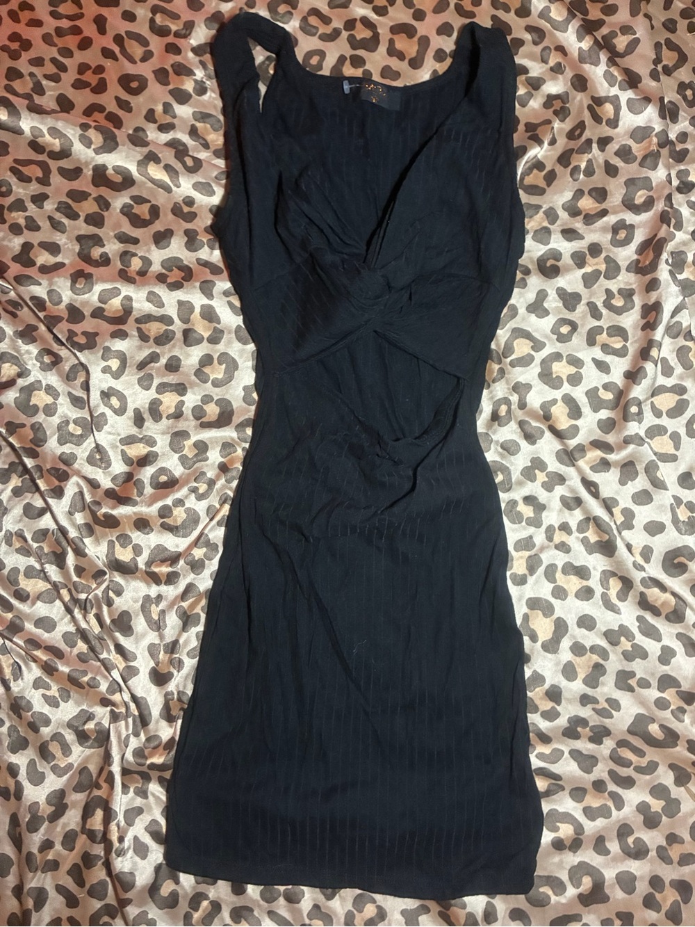 ⭒ balboa twist front cut out black mini party dress